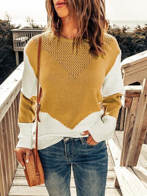 Contrast Round Neck Sweater