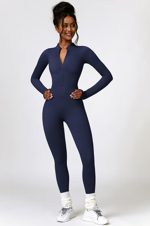 Half Zip Long Sleeve Active Jumpsuit