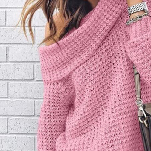 Openwork Off-Shoulder Sweater