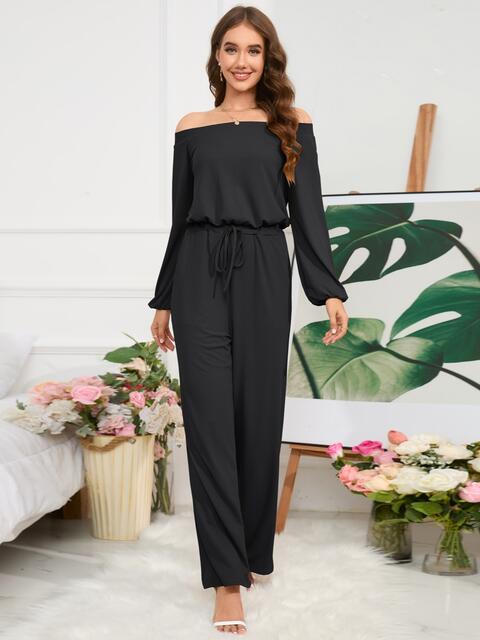 Off-Shoulder Straight Leg Jumpsuit