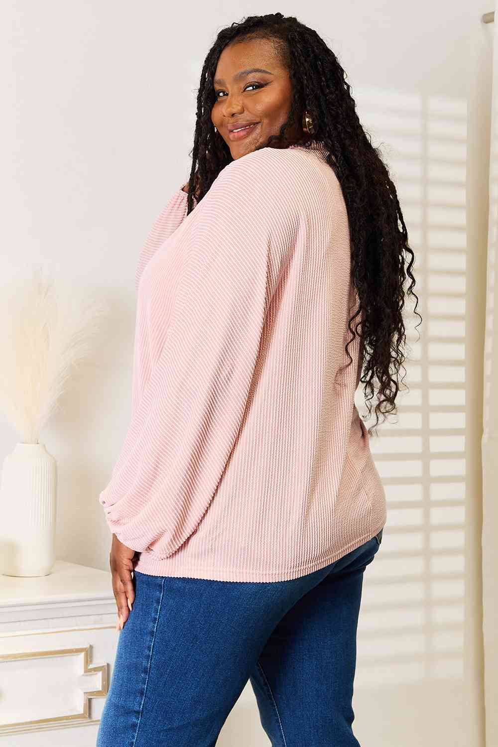 Double Take Ribbed Long Sleeve Top