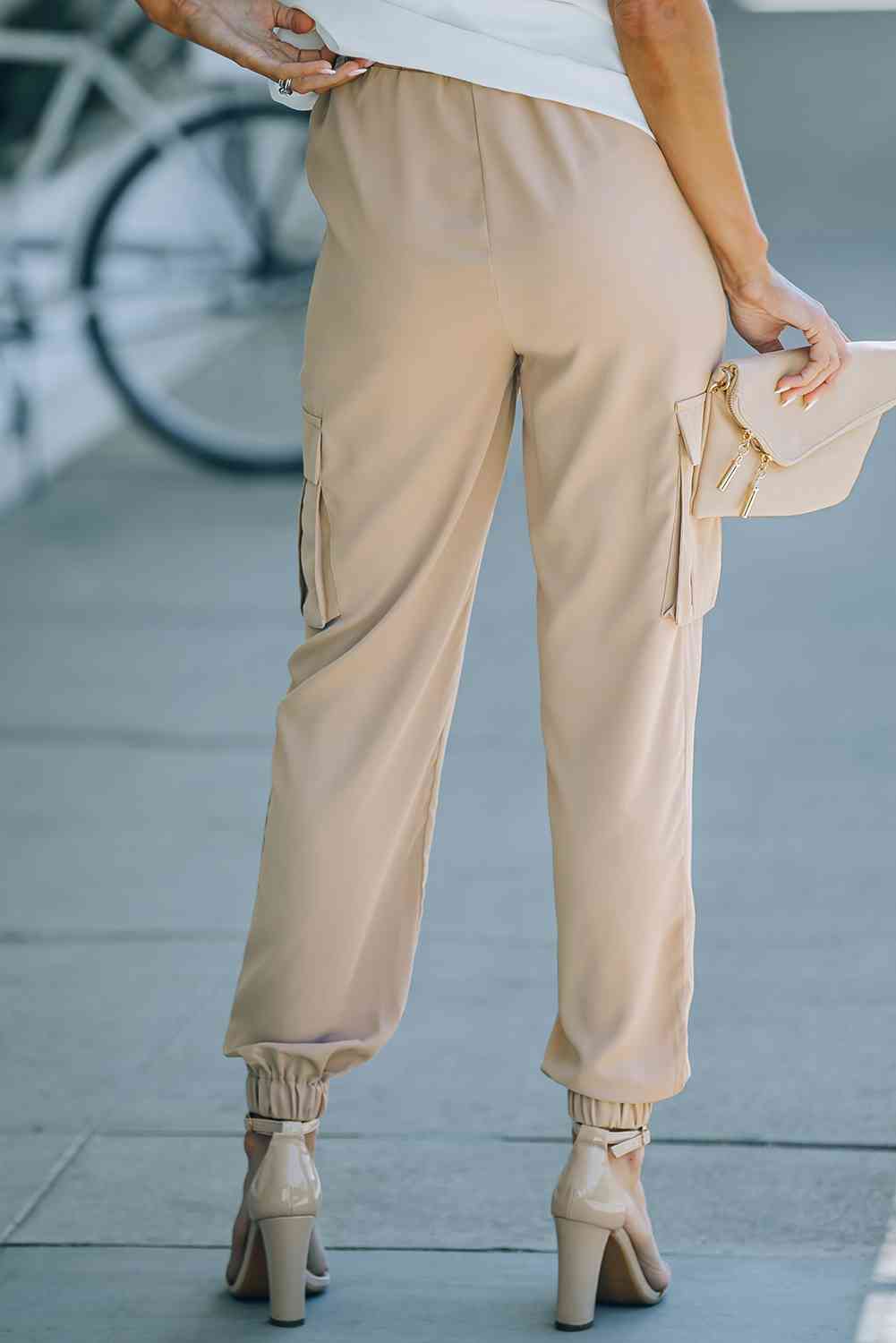 Tied High Waist Cargo Joggers